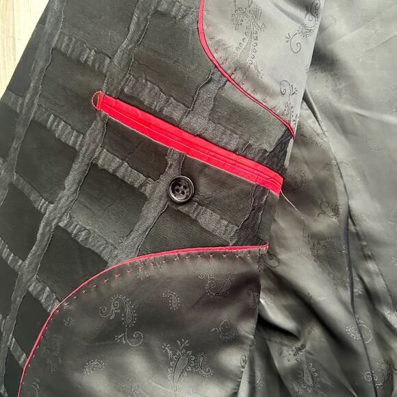 BARABAS Black Caged Rhinestone Diamond Men’s Blazer Jacket Slim Fit Sz 40/Medium - Picture 11 of 12